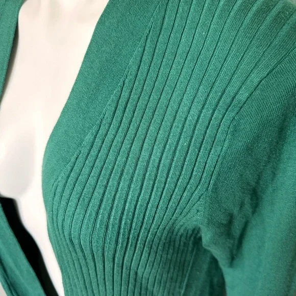 Liz Claiborne Emerald Green Long Sleeve Cardigan Sweater Flowy Top Fall Winter - Picture 7 of 9